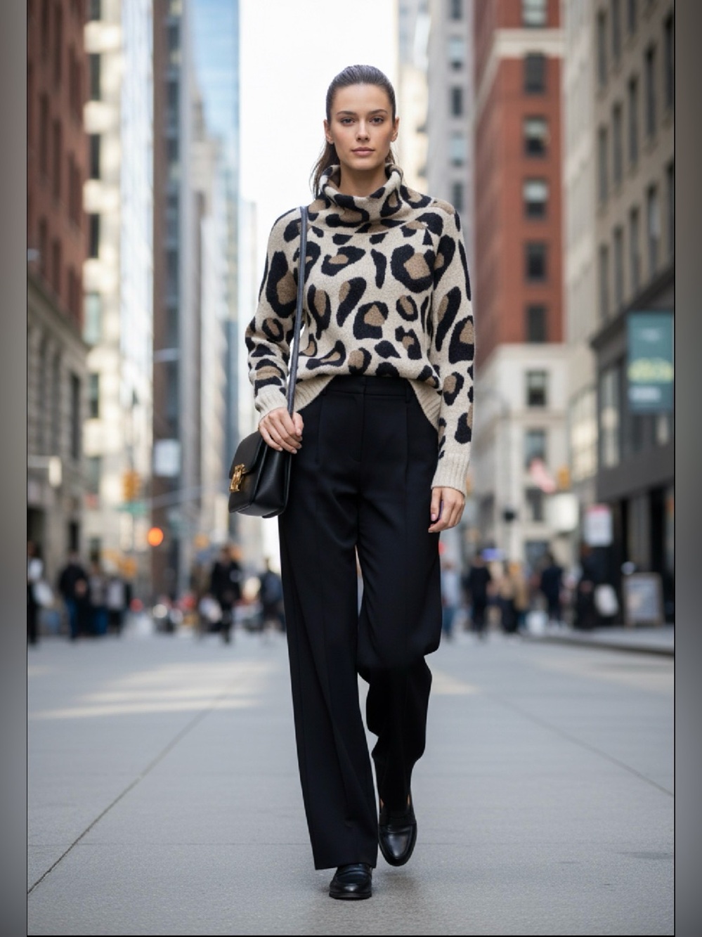 RAG SUPPLY Leopard Print Turtleneck Sweater